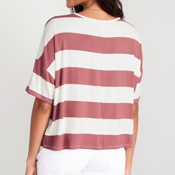 Old Navy Luxe Oversized Striped Crop T-Shirt S - Picture 1 of 10